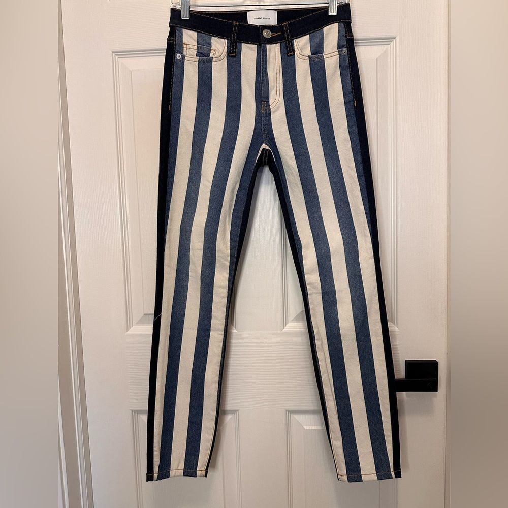 Current/Elliot High-Waist Stiletto Striped Jeans